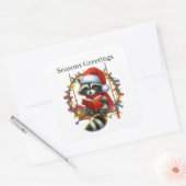 Seizoenen Groeten wasbeer Vakantie Vierkante Sticker (Envelop)