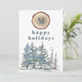 Seizoenen groeten waterverf bos LOGO corporate Feestdagenkaart (Staand voorkant)