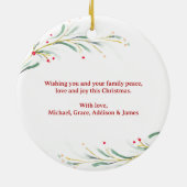 Seizoenen Groeten Waterverf Groen Kerstmis Keramisch Ornament (Achterkant)