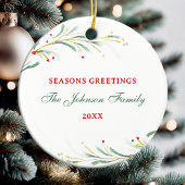 Seizoenen Groeten Waterverf Groen Kerstmis Keramisch Ornament