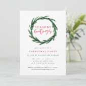 Seizoenen groeten waterverf krans party uitnodigin feestdagenkaart (Staand voorkant)