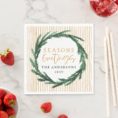 Seizoenen Groeten waterverf krans streep geel Servet (Insitu)