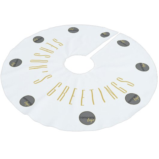 SEIZOENEN GROETEN WIT GOUD BUSINESS LOGO CUSTOM KERSTBOOM ROK (Gekanteld)