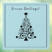 Seizoenen Groeten Zwarte Kerstboom op Groen Raamsticker (Vel 3)