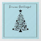 Seizoenen Groeten Zwarte Kerstboom op Groen Raamsticker (Vel)