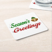 Seizoenen groetings blaast het groene kerstschrift kartonnen onderzetters (Schuin)