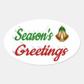 Seizoenen groetings blaast het groene kerstschrift ovale sticker (Voorkant)