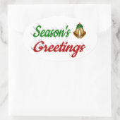 Seizoenen groetings blaast het groene kerstschrift ovale sticker (Tas)