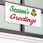 Seizoenen groetings blaast het groene kerstschrift spandoek (Buitenkant Gebouw)