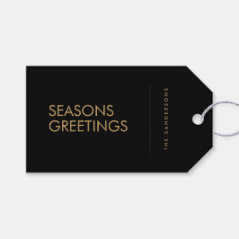 Seizoenen Groetings Black en Gold Holiday Cadeaulabel