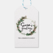 Seizoenen Groetings Familie Monogram Kerst Cadeaulabel (Achterkant)