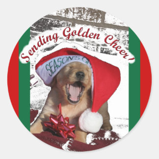 Seizoenen GROetings GOLDEN RETRIEVER CHRISTMAS PUP Ronde Sticker