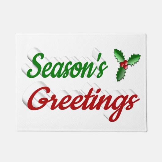 Seizoenen Groetings Holly Kerstred groen script Deurmat (Voorkant)