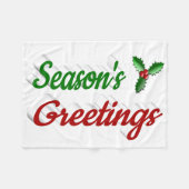 Seizoenen Groetings Holly Kerstred groen script Fleece Deken (Voorkant (Horizontaal))