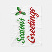 Seizoenen Groetings Holly Kerstred groen script Fleece Deken (Voorkant)