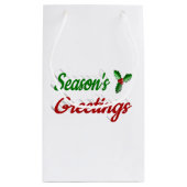 Seizoenen Groetings Holly Kerstred groen script Klein Cadeauzakje (Achterkant)
