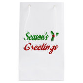 Seizoenen Groetings Holly Kerstred groen script Klein Cadeauzakje (Voorkant)