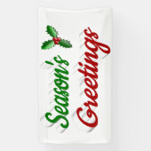 Seizoenen Groetings Holly Kerstred groen script Spandoek (Verticaal)