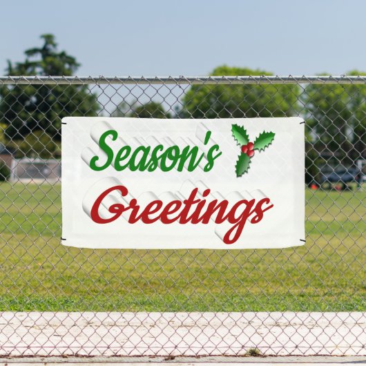 Seizoenen Groetings Holly Kerstred groen script Spandoek (Insitu)