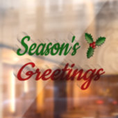 Seizoenen Groetings Holly red green script Kerstmi Raamsticker (Vel 2)