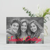 SEIZOENEN GROETJES Hand-getrokken AANGEPASTE FOTO Feestdagenkaart (Staand voorkant)