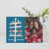 SEIZOENEN GROETJES Hand getrokken boom AANGEPASTE  Feestdagenkaart (Staand voorkant)