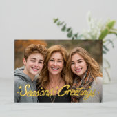 SEIZOENEN GROETJES Hand-getrokken Script CUSTOM Fo Folie Feestdagenkaart (Staand Voorkant)