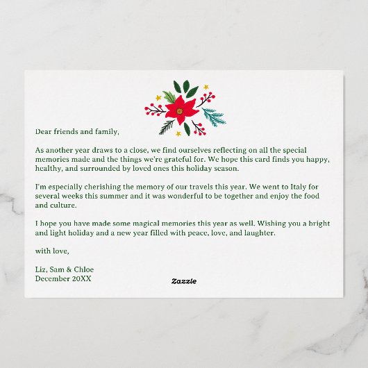 SEIZOENEN GROETJES Hand-getrokken Script CUSTOM Fo Folie Feestdagenkaart (Achterkant)