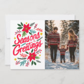 SEIZOENEN GROETJES KERST CUSTOM 2 FOTO FEESTDAGENKAART (Voorkant)