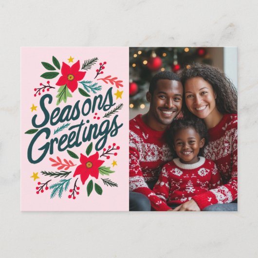 SEIZOENEN GROETJES KERST FEESTDAGEN AANGEPASTE FOT BRIEFKAART (Voorkant)