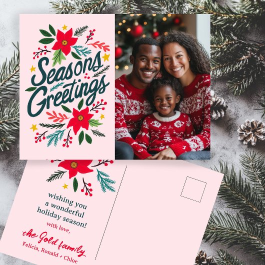 SEIZOENEN GROETJES KERST FEESTDAGEN AANGEPASTE FOT BRIEFKAART