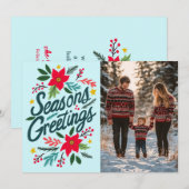 SEIZOENEN GROETJES KERST FEESTDAGEN AANGEPASTE FOT FEESTDAGENKAART (Voorkant / Achterkant)