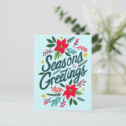 SEIZOENEN GROETJES Kerstvakantie Xmas CUSTOM Briefkaart (Staand voorkant)