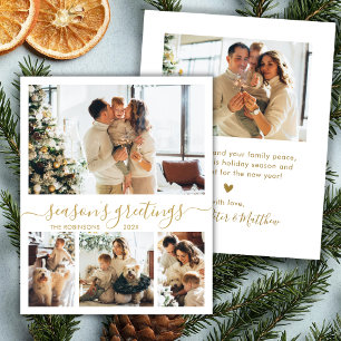 Seizoenen Groetjes Script 4 Foto Kerst Kaart