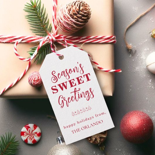 Seizoenen Groetjes Vakantie Kerst Rood Wit Cadeaulabel