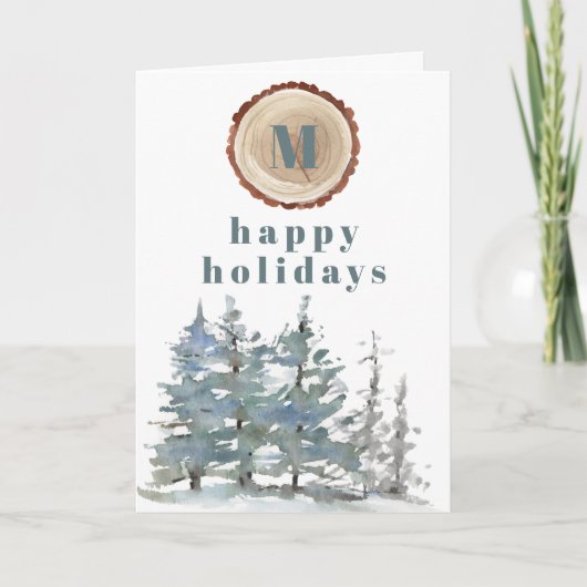 Seizoenen groetjes waterverf dennen LOGO corporate Feestdagen Kaart (Voorkant)