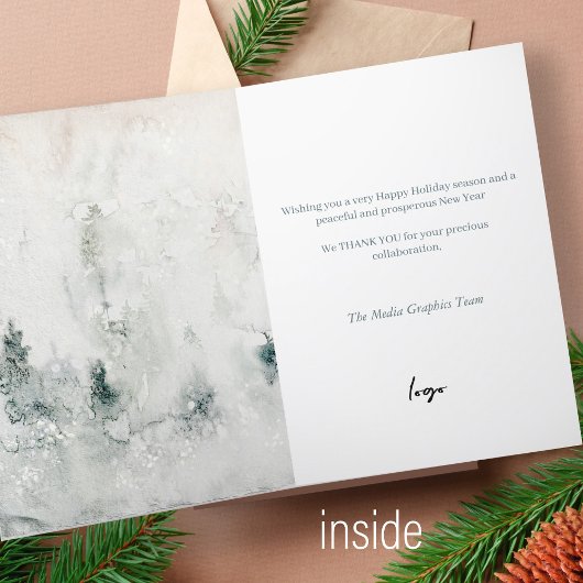 Seizoenen groetjes waterverf dennen LOGO corporate Feestdagen Kaart