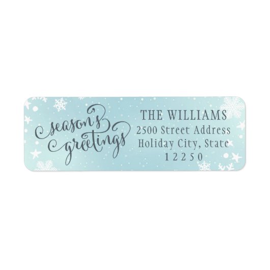 Seizoenen Grondes Blue Snowflake Return Address Etiket (Voorkant)