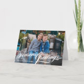 Seizoenen Grondes Elegant Calligrafiescript Foto Feestdagen Kaart (Voorkant)