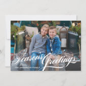 Seizoenen Grondes Elegant Calligrafiescript Foto Feestdagenkaart (Voorkant)