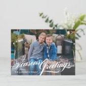 Seizoenen Grondes Elegant Calligrafiescript Foto Feestdagenkaart (Staand voorkant)