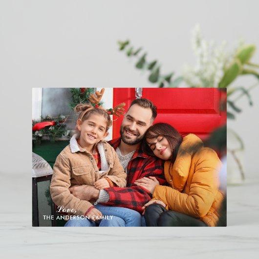 Seizoenen Grondes Elegant Calligrafiescript Foto Folie Feestdagenkaart (Staand Voorkant)