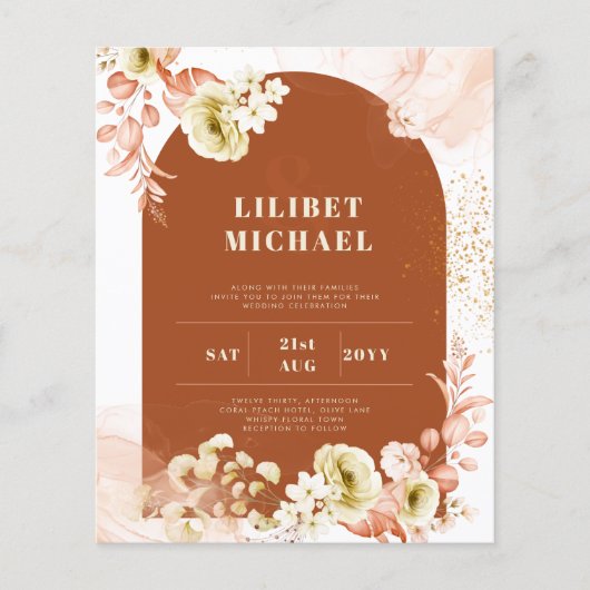 Seizoenen Herfst Aarden Mix Boho Bloemige Trouwfee (Voorkant)