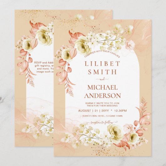 Seizoenen Herfst Aardetoneel Boho Bloemen Bruiloft (Voorkant / Achterkant)