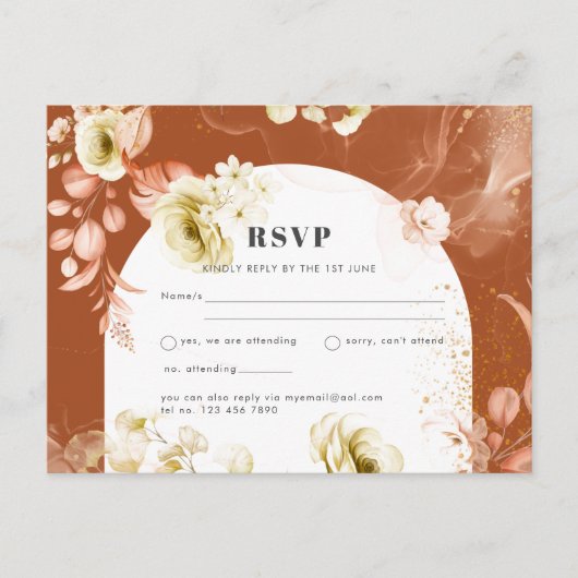 Seizoenen Herfst Aardetoneel Mix Boho Bloemen Brui Briefkaart (Voorkant)