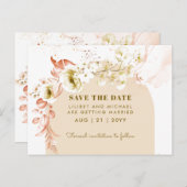 Seizoenen Herfst Aardse Boho Bloemige Trouwdatum B Briefkaart (Voorkant / Achterkant)