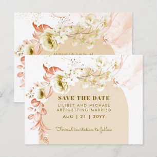 Seizoenen Herfst Earthen Boho Floral Wedding SAVE Briefkaart