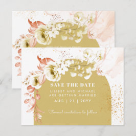 Seizoenen Herfst Earthen Boho Floral Wedding SAVE Briefkaart