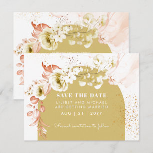 Seizoenen Herfst Earthen Boho Floral Wedding SAVE Briefkaart