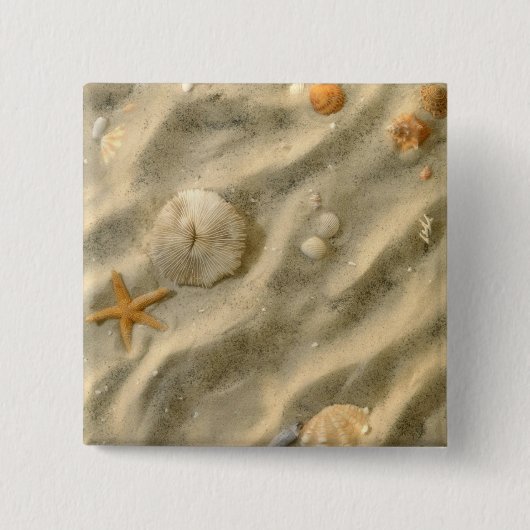 Seizoenen in de zand vierkante button 5,1 cm (Voorkant)